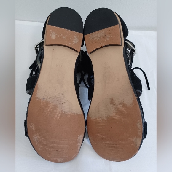 Michael kors bully suede fringe gladiator sandals zipper black women  size 81/2 - Picture 13 of 14